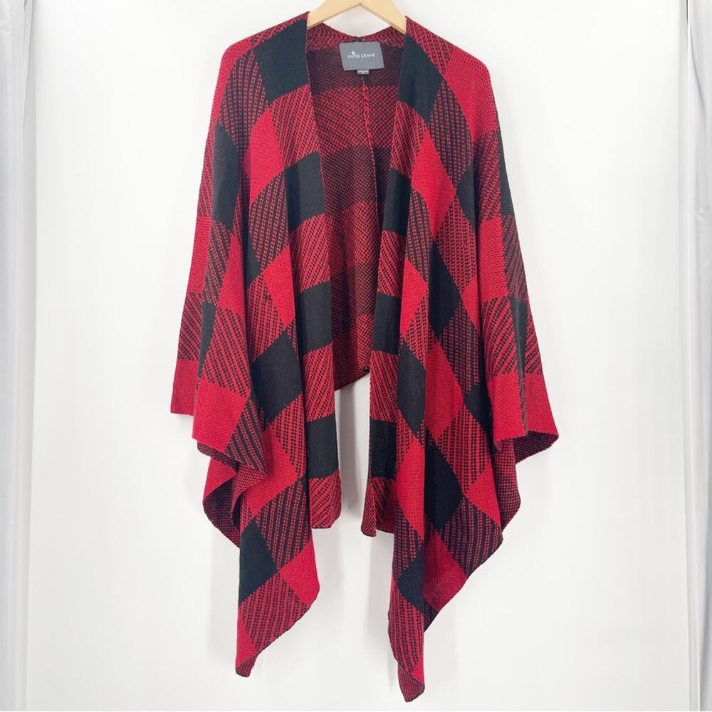 PAPER CRANE Shawl Medium Shrug Buffalo Red Plaid Check Checks Black Holiday FLAW